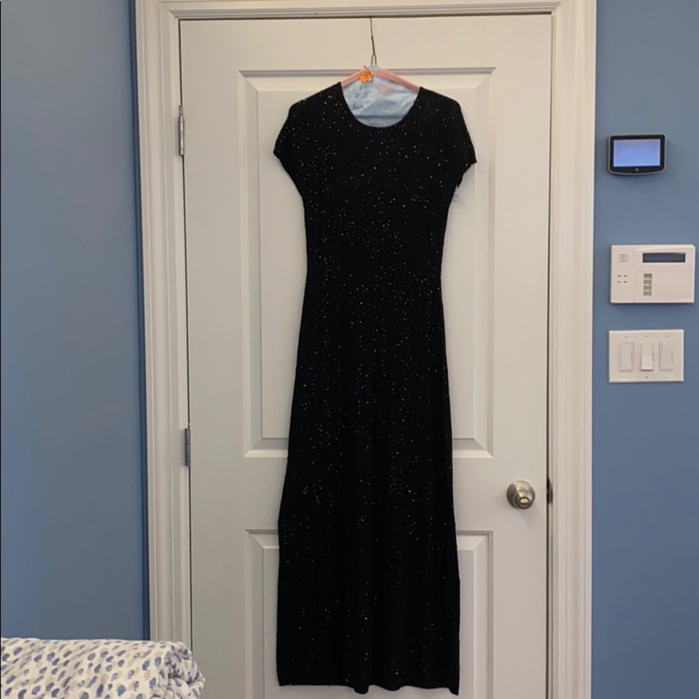 Long black formal sequin dress!!